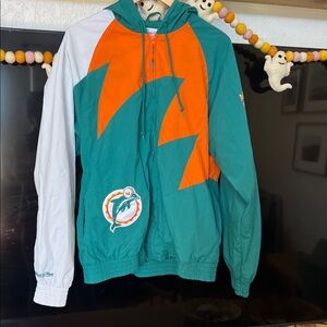 Mitchell & Ness Miami Dolphins Teal and Orange Throwback Jacket